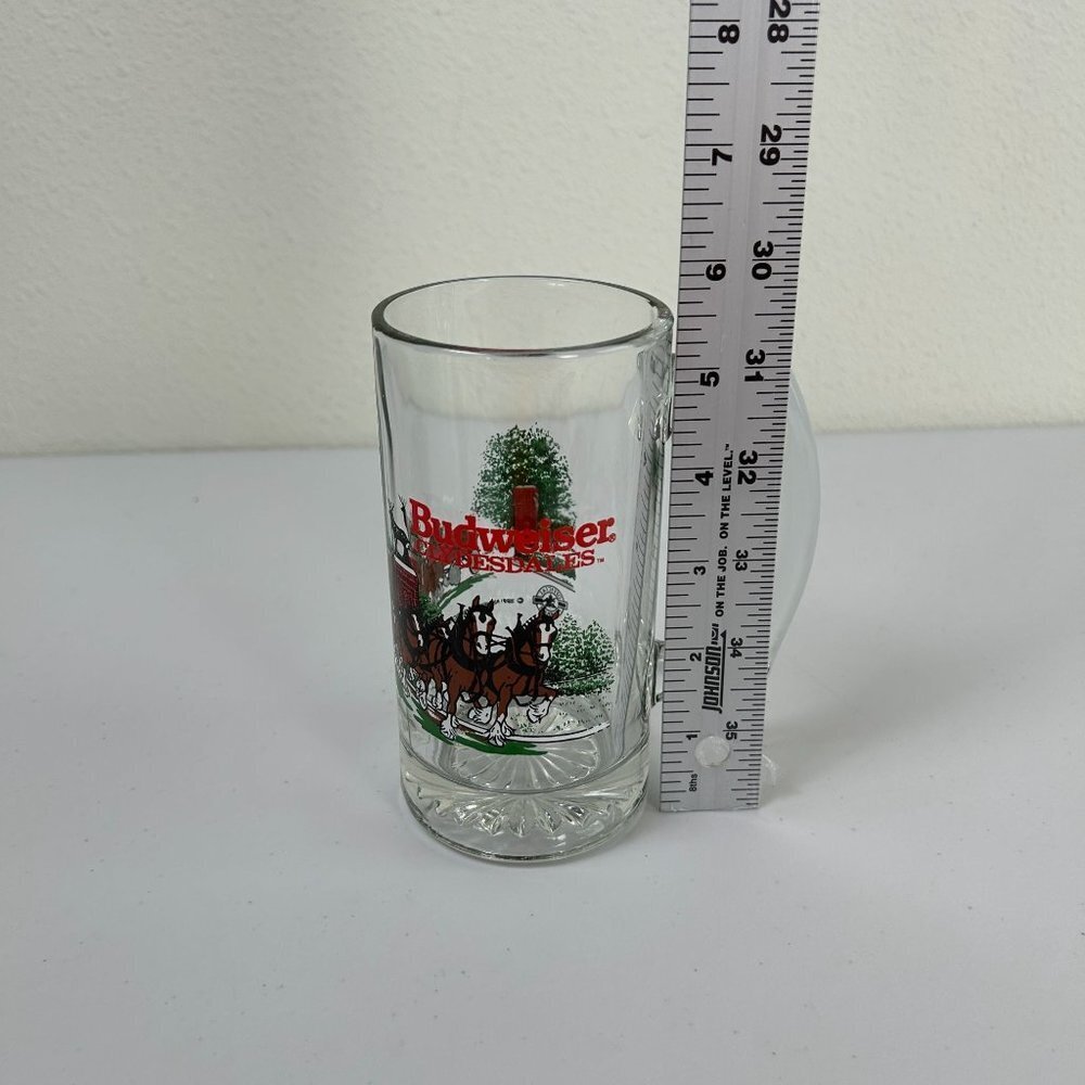 Budweiser Beer Stein Mug Vintage Glass Clydesdales Horses Christmas 1991 - Picture 7 of 8